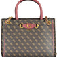 Brown Polyurethane Women Handbag