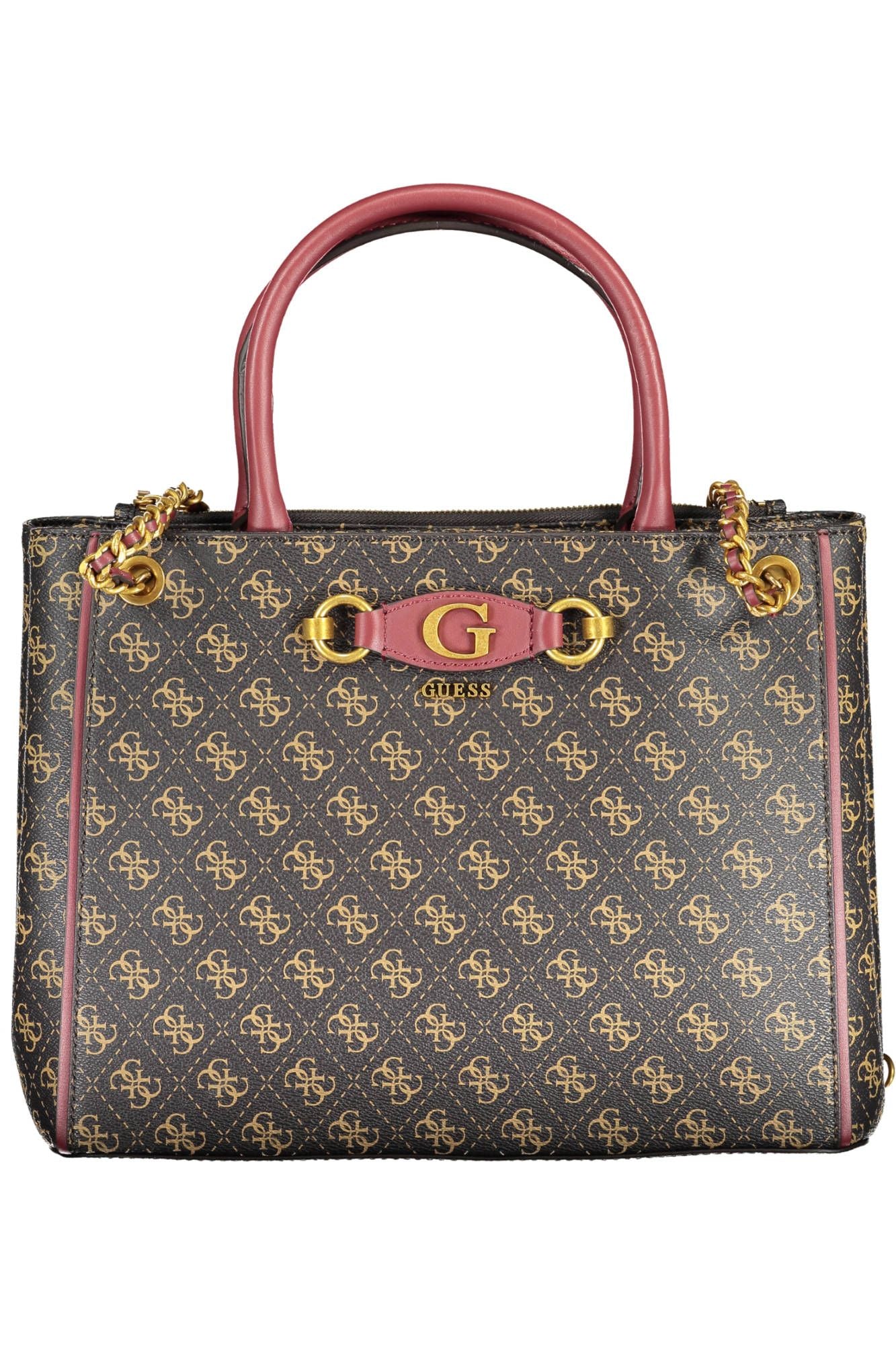 Brown Polyurethane Women Handbag