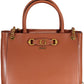 Brown Polyurethane Women Handbag