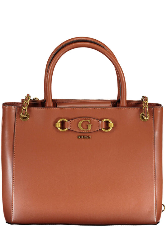 Brown Polyurethane Women Handbag
