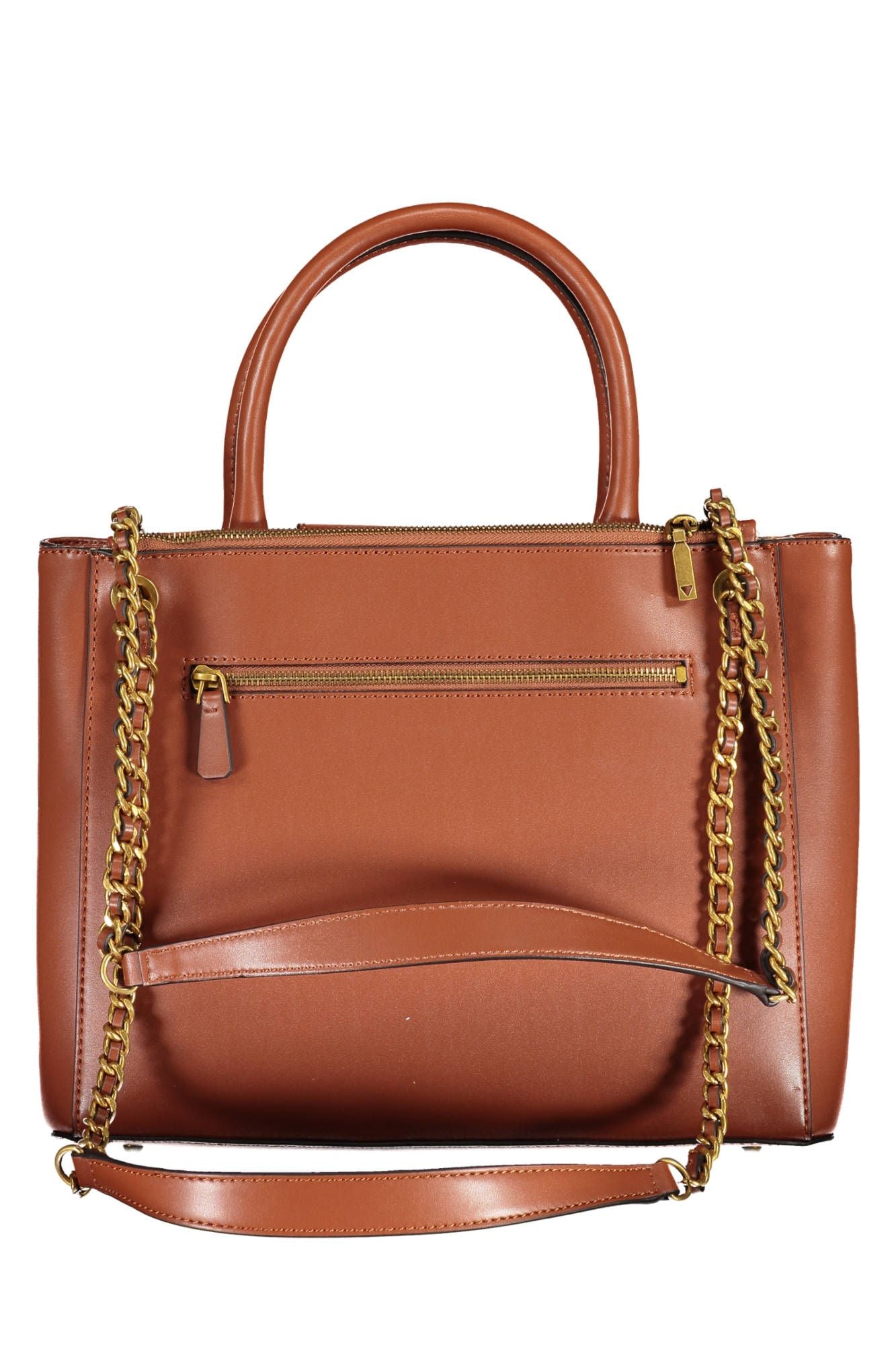 Brown Polyurethane Women Handbag