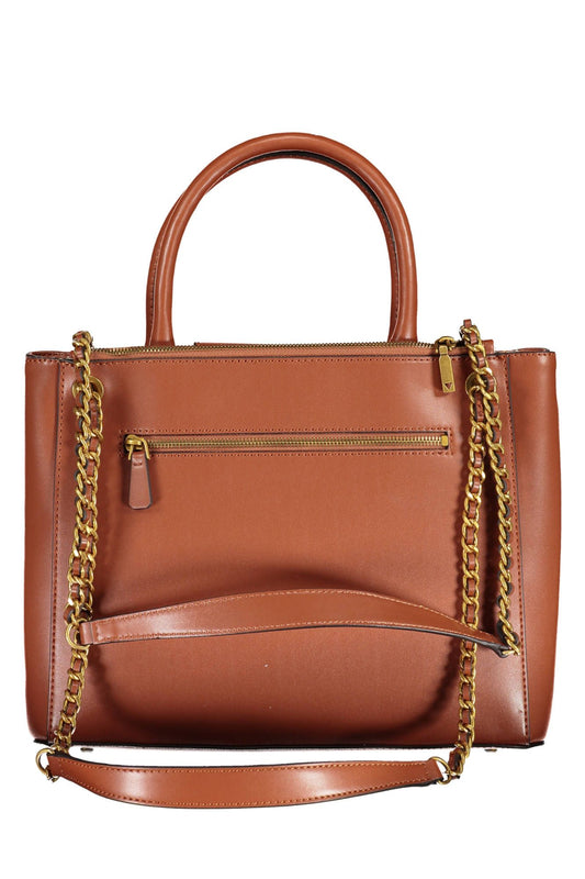 Brown Polyurethane Women Handbag