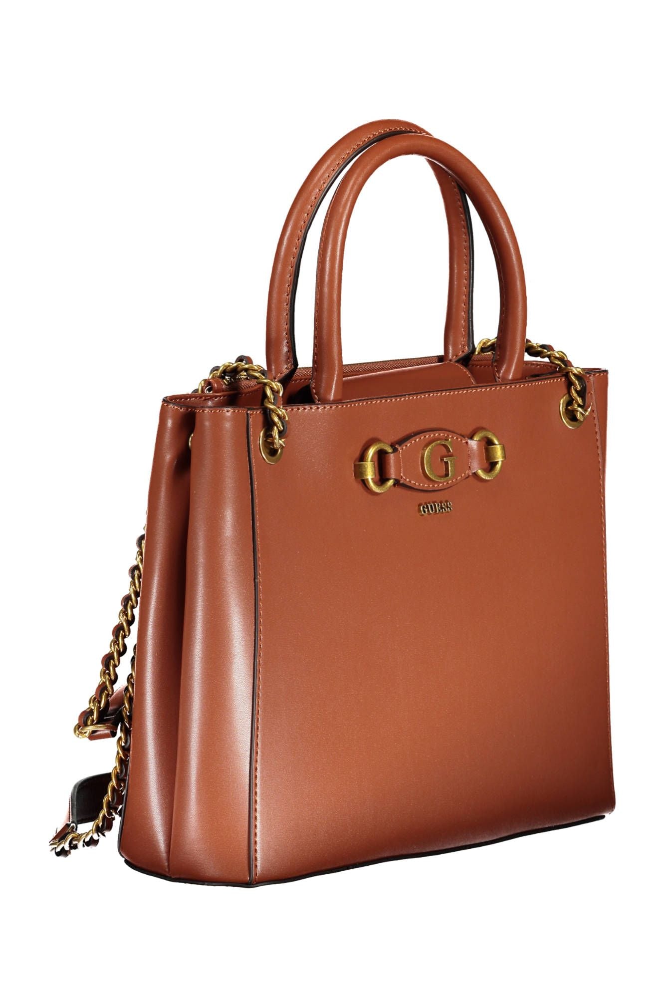 Brown Polyurethane Women Handbag