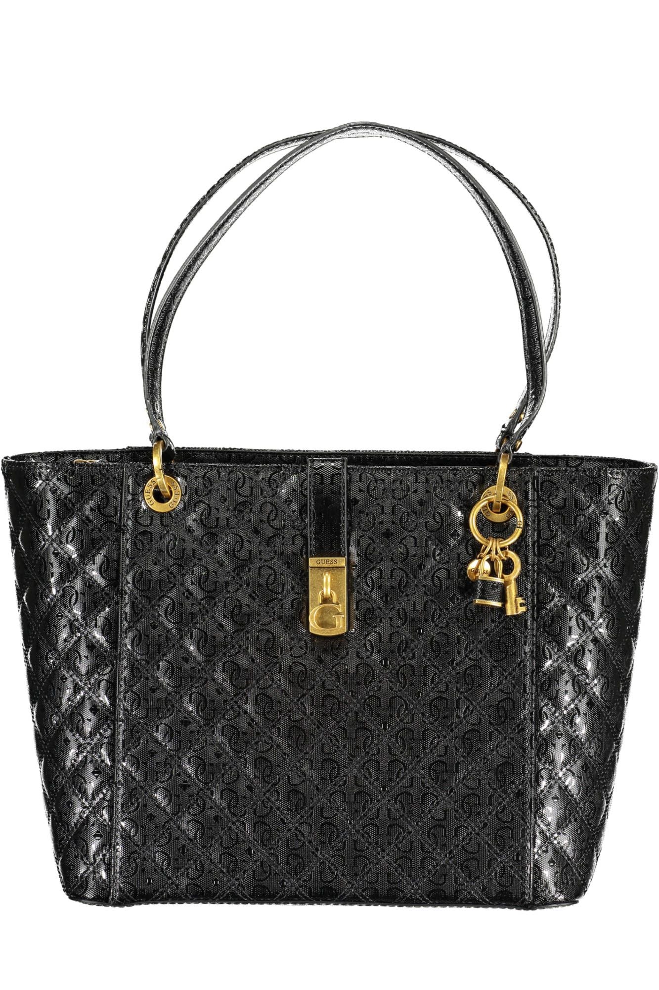 Black Polyurethane Women Handbag
