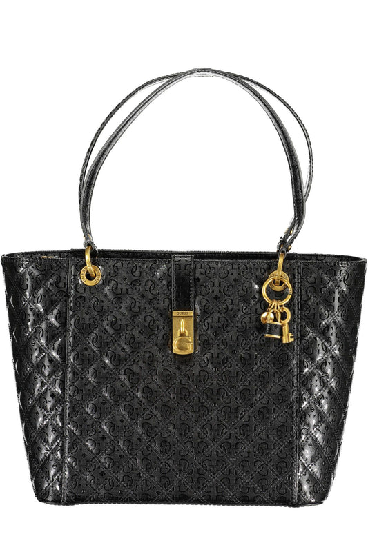 Black Polyurethane Women Handbag