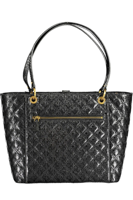 Black Polyurethane Women Handbag