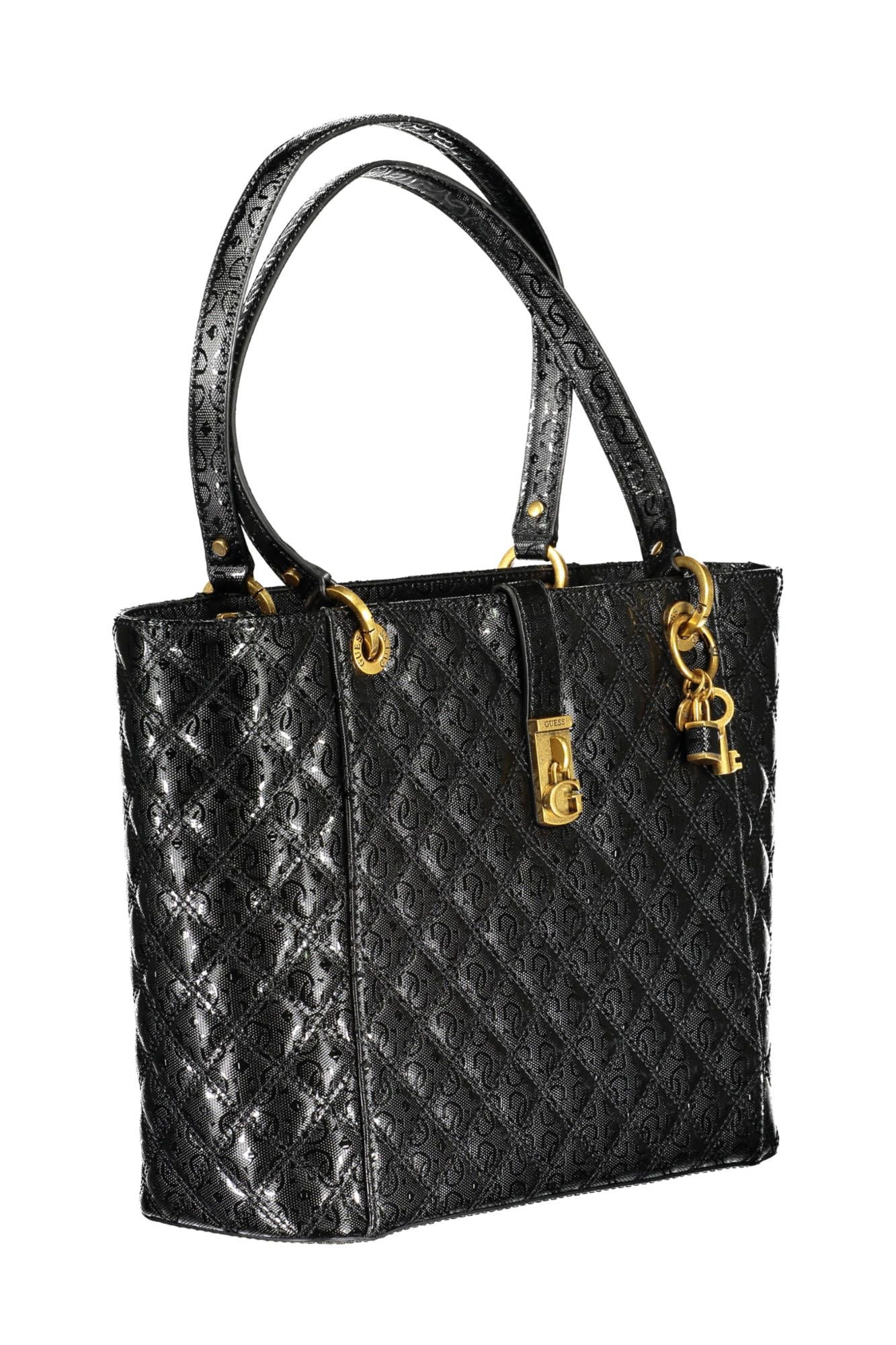 Black Polyurethane Women Handbag
