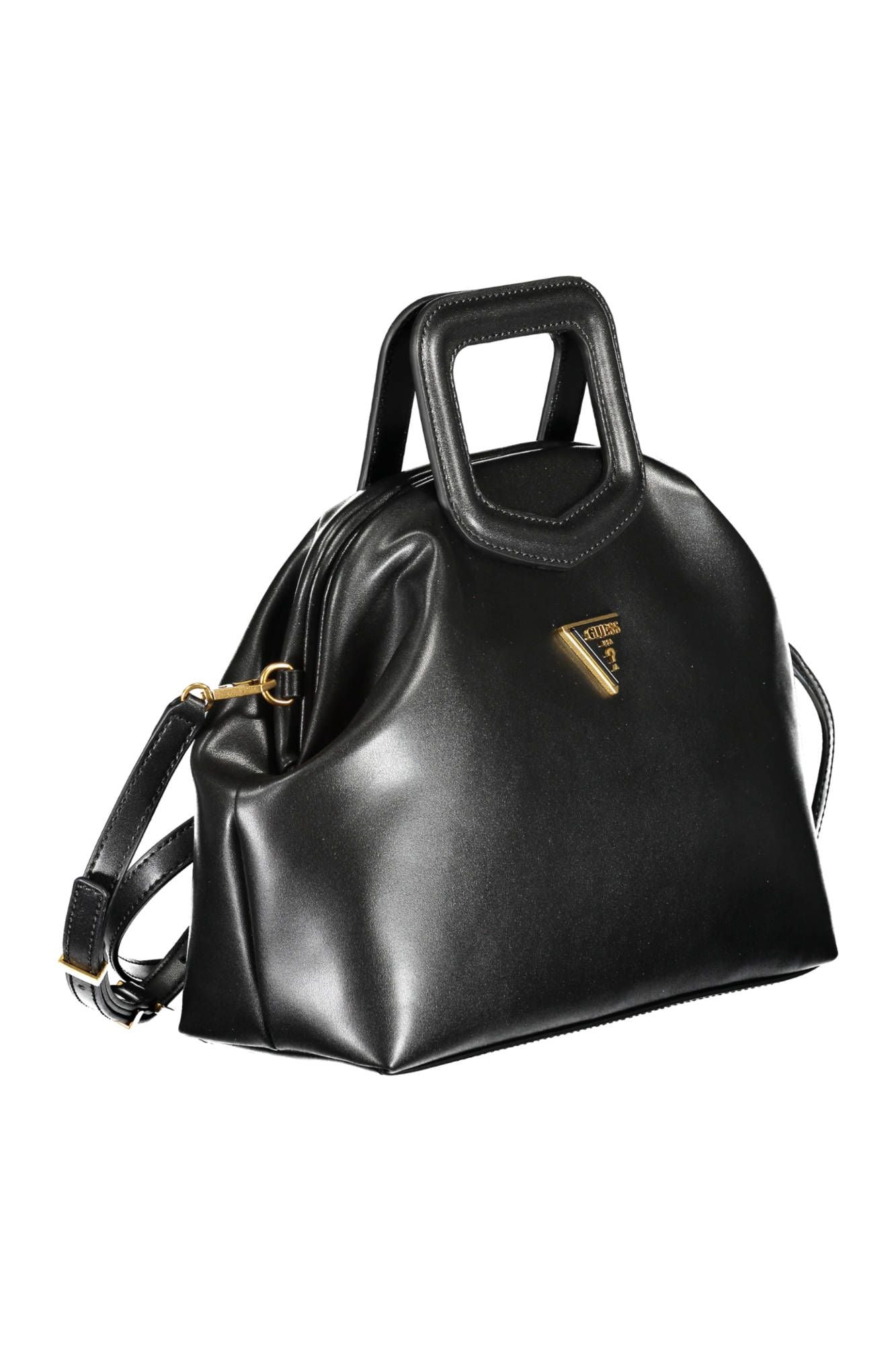 Black Polyurethane Women Handbag
