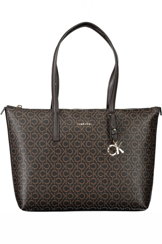 Brown Polyester Women Handbag