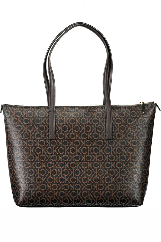 Brown Polyester Women Handbag