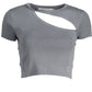 Gray Cotton Women T-Shirt