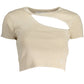 Beige Cotton Women T-Shirt