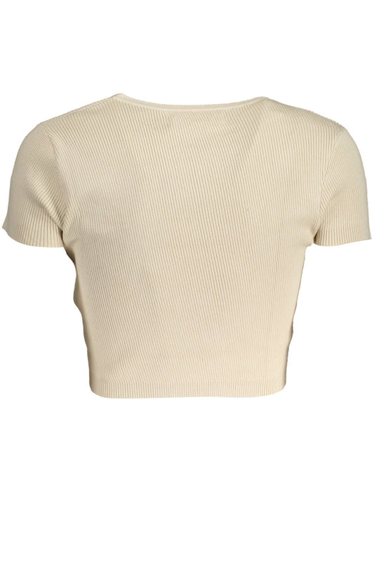 Beige Cotton Women T-Shirt