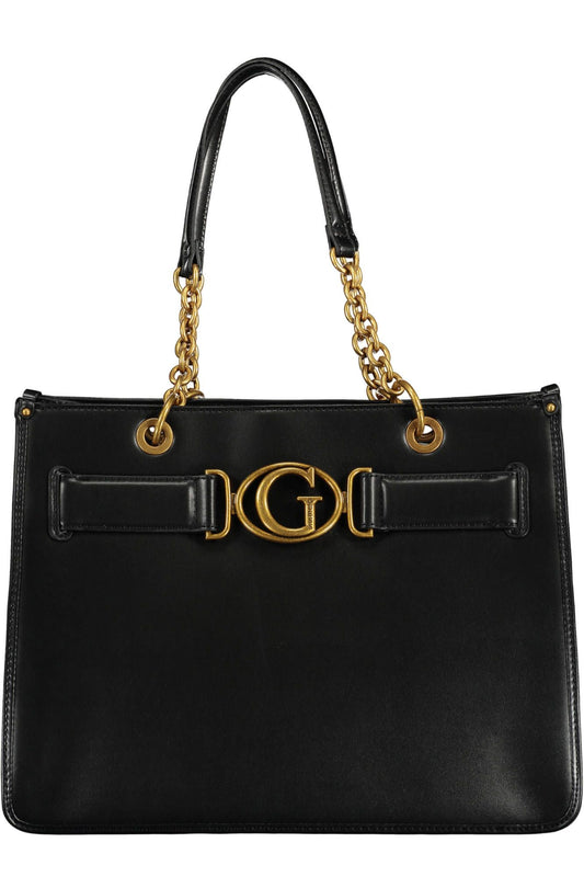 Black Polyurethane Women Handbag