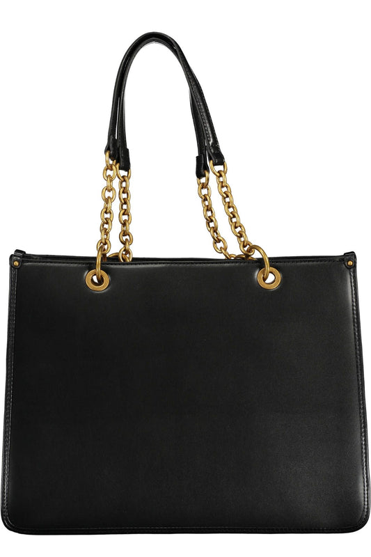 Black Polyurethane Women Handbag