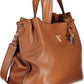 Brown Polyurethane Women Handbag