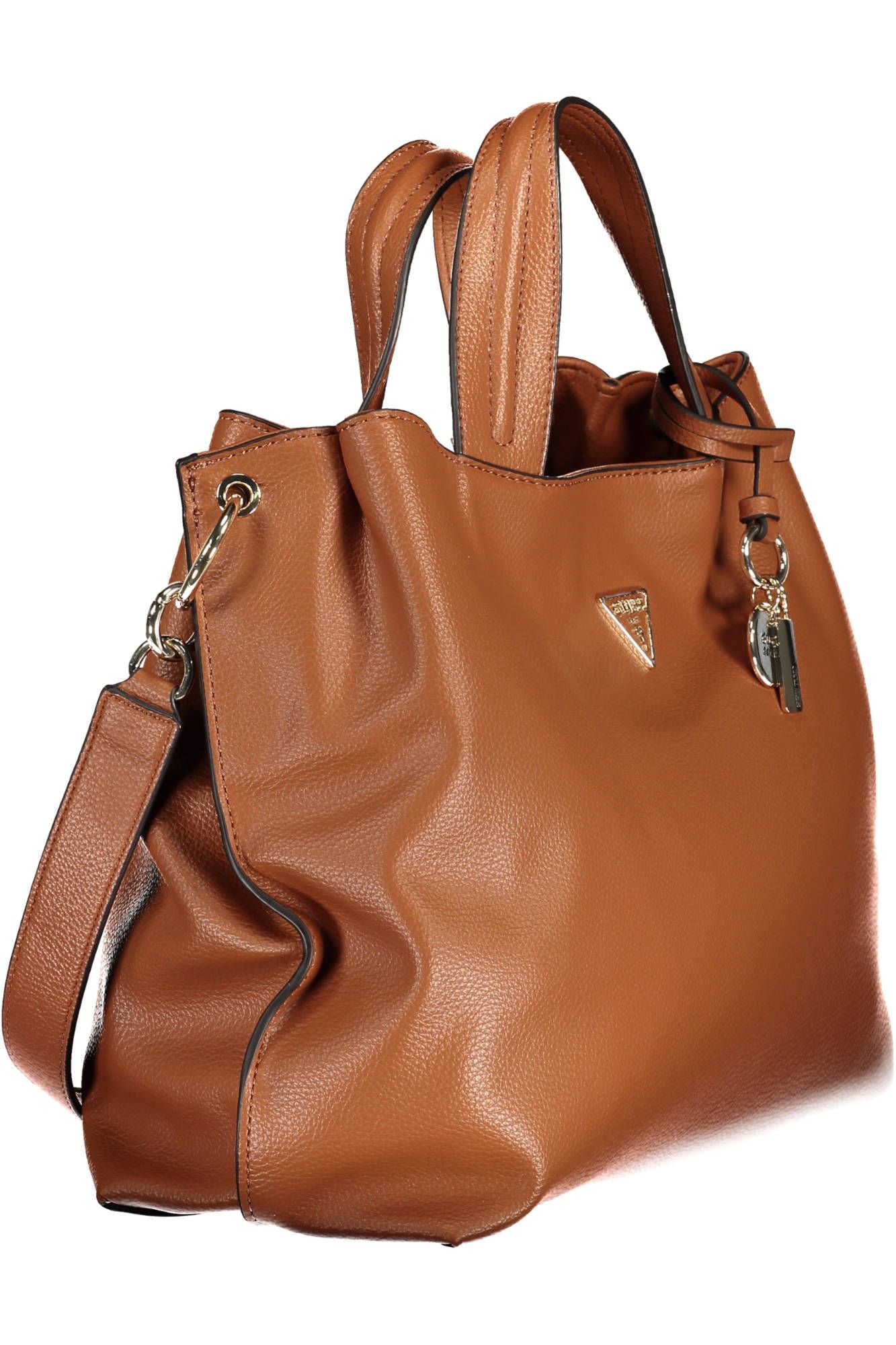 Brown Polyurethane Women Handbag