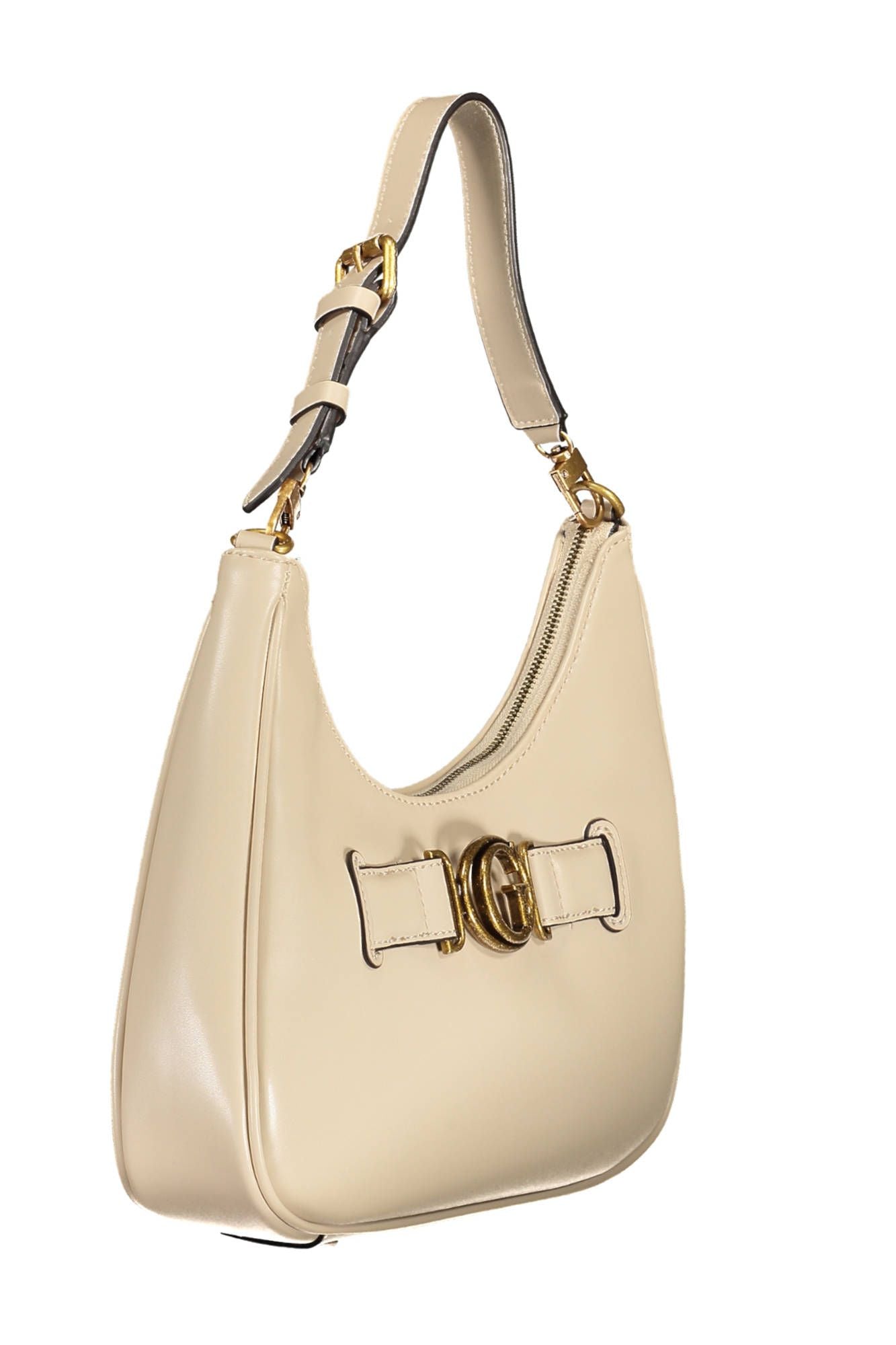 Beige Polyurethane Women Handbag