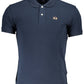 Blue Cotton Men Polo Shirt