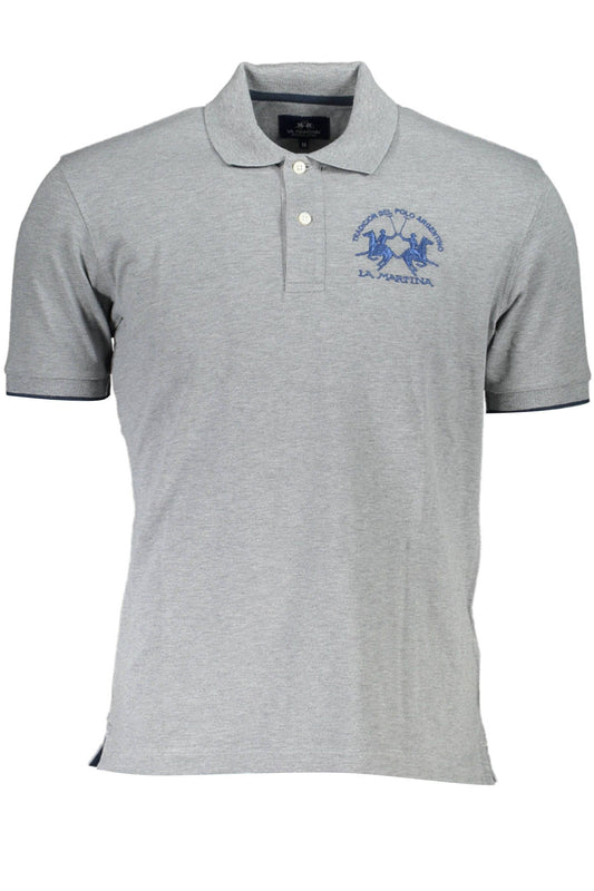 Gray Cotton Men Polo