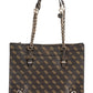Brown Polyurethane Women Handbag