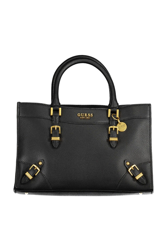 Black Polyurethane Women Handbag