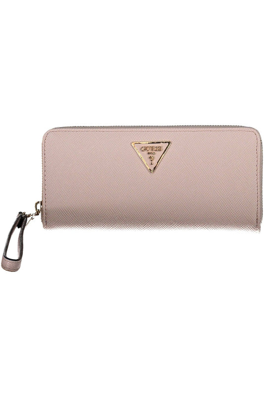 Pink Polyurethane Women Wallet