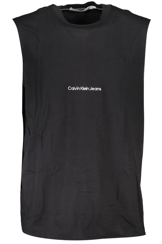 Black Cotton Men Sleeveless T-Shirt