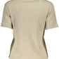 Beige Elastane Women Top