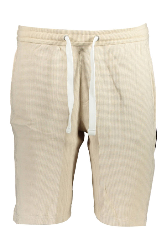 Beige Cotton Men Shorts