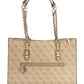 Beige Polyurethane Women Handbag