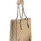 Beige Polyurethane Women Handbag