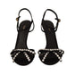 Black Crystals Ankle Strap Heels Sandals Shoes