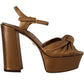 Elegant Bronze Ankle Strap Heel Sandals