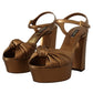 Elegant Bronze Ankle Strap Heel Sandals