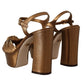 Elegant Bronze Ankle Strap Heel Sandals
