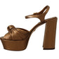 Elegant Bronze Ankle Strap Heel Sandals