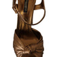 Elegant Bronze Ankle Strap Heel Sandals