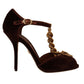 Maroon Devotion T-Chain Heels Sandals
