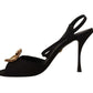 Elegant Silk-Leather Ankle Strap Heels