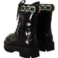 Elegant Mid-Calf Combat Boots with Crystals