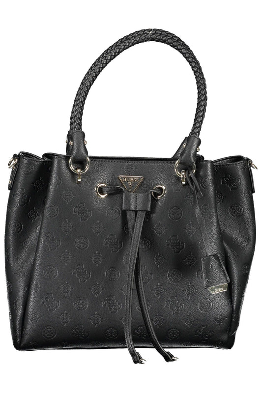 Black Polyurethane Women Handbag
