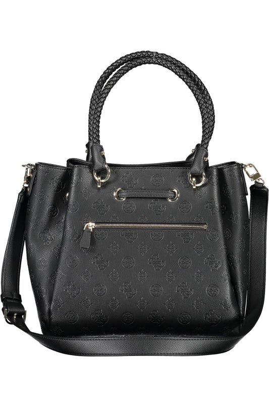 Black Polyurethane Women Handbag