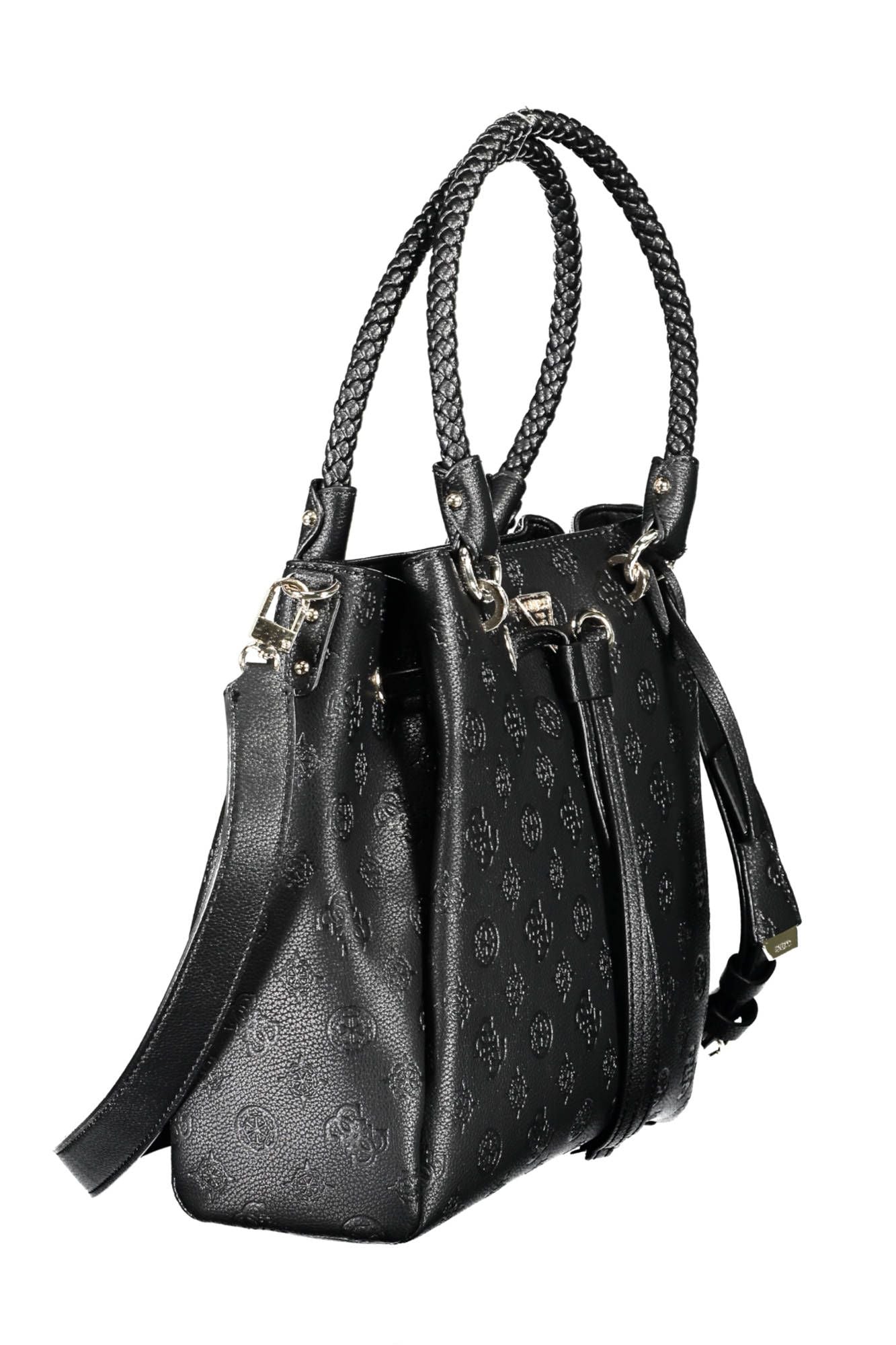 Black Polyurethane Women Handbag