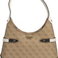 Beige Polyurethane Women Handbag