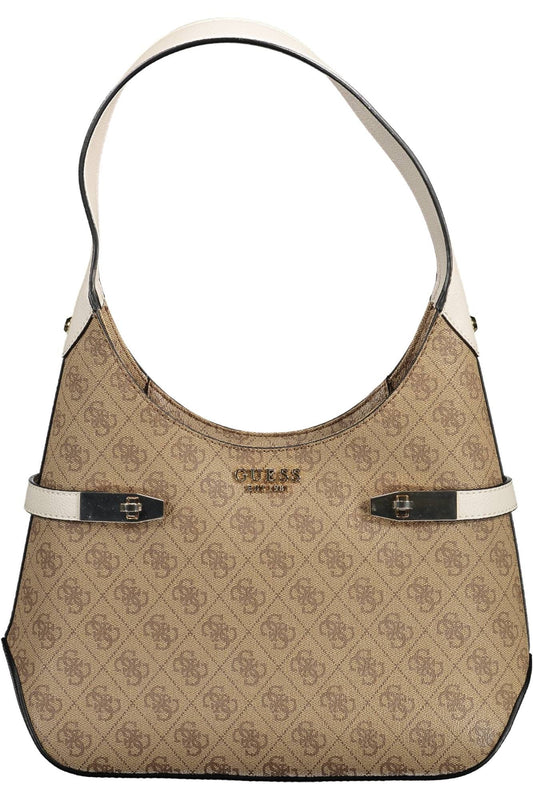 Beige Polyurethane Women Handbag