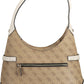 Beige Polyurethane Women Handbag