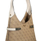 Beige Polyurethane Women Handbag