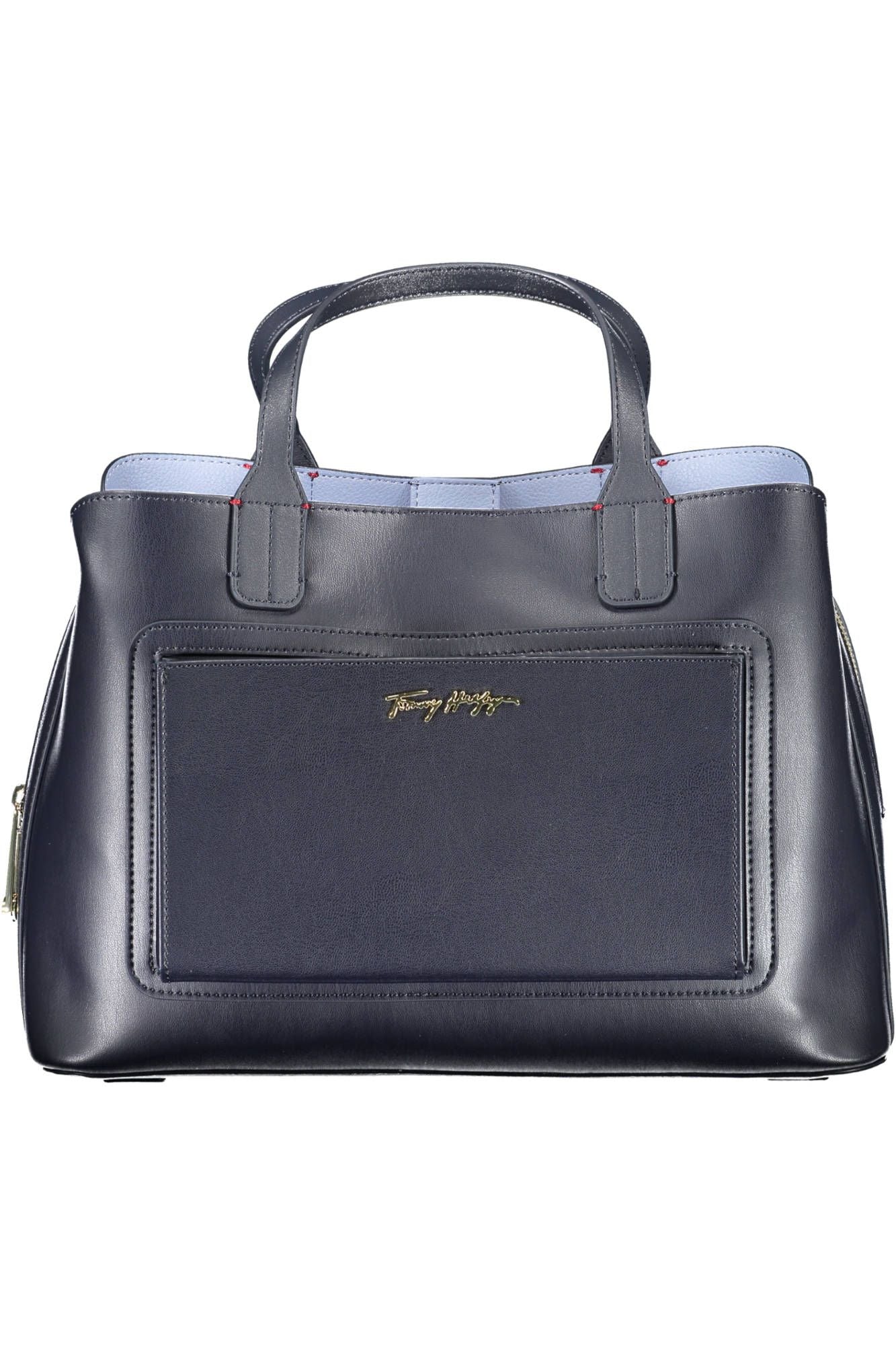 Blue Polyurethane Women Handbag