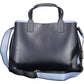 Blue Polyurethane Women Handbag